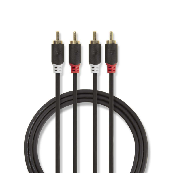 Stereo Audio Cable: 2x RCA Male - 2x RCA Male