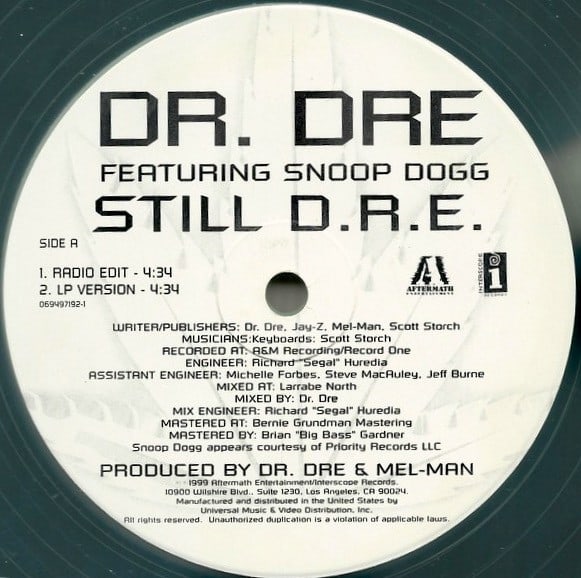 Dr. Dre Featuring Snoop Dogg ‎– Still D.R.E. - Crate Records